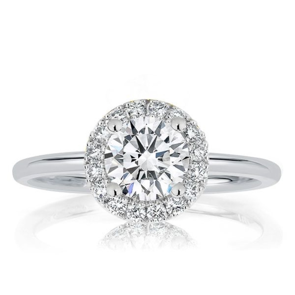Italo Halo Round Cut Engagement Rings Sets In Sterling Silver - Picture 3 of 10